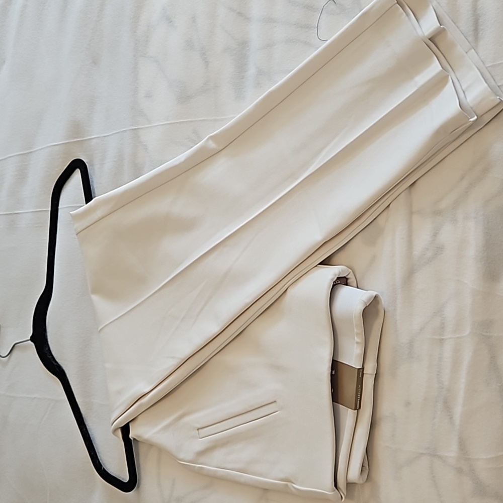 Cream ponte slim leg pant